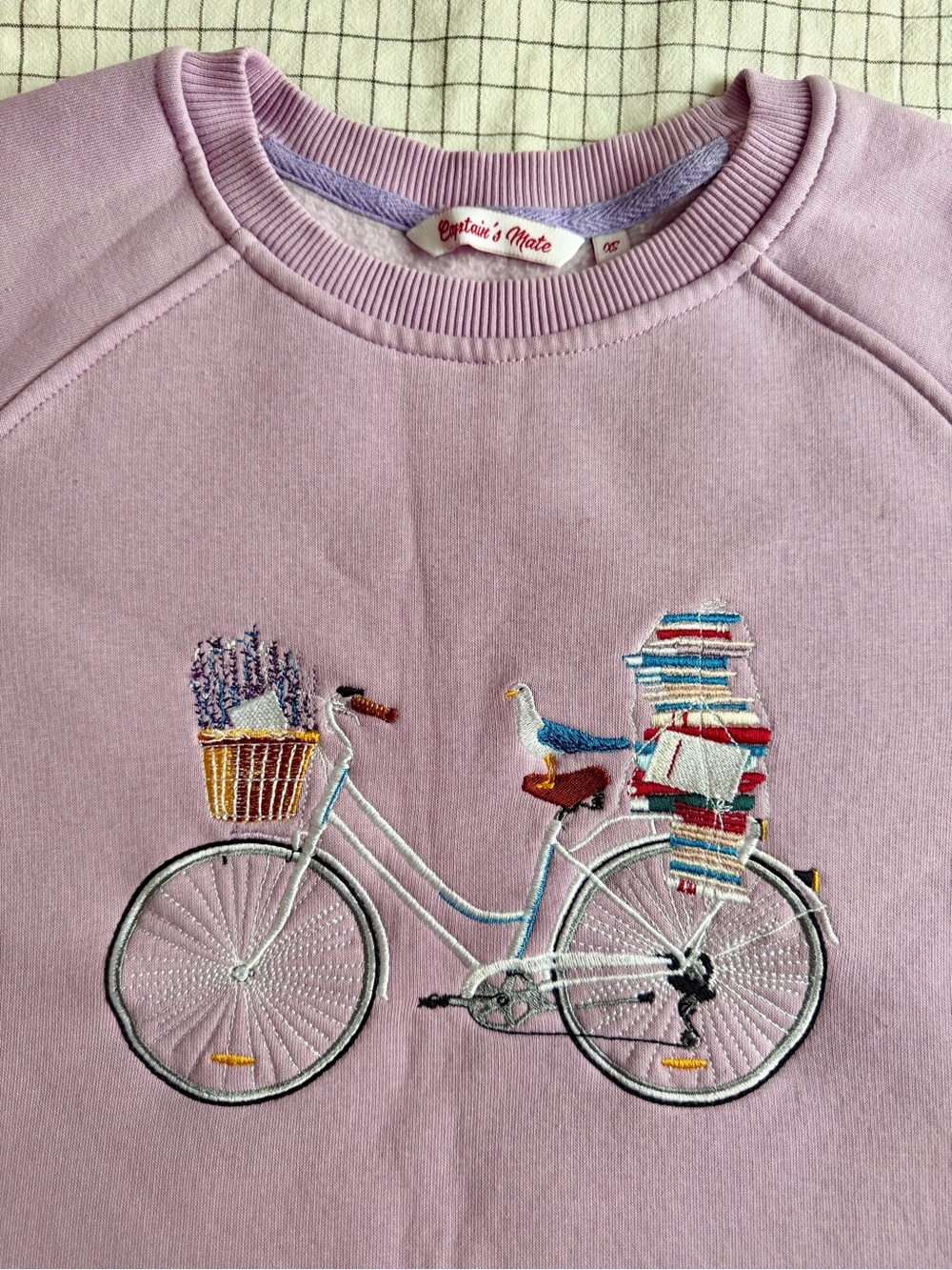 Captain's Mate Lilac Embroidered Bicycle Sweatshirt